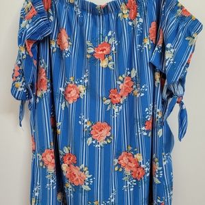 Blue FIoral OTS Blouse